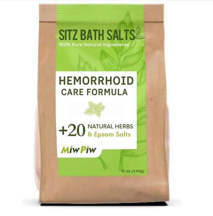 Miw Piw Sitz Bath Salts for Hemorrhoids 15.6 Oz- Soothing Relieving Bleeding Shrinking Internal External Treatment +20 Natural Herbs, Epsom Salt - Suppositories Remedy Postpartum Fissure Miw PiwAu supplements