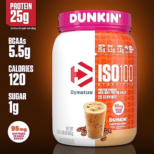 Dymatize ISO100 Hydrolyzed 100% Whey Isolate Protein Powder in Dunkin' Cappuccino DymatizeUS supplements