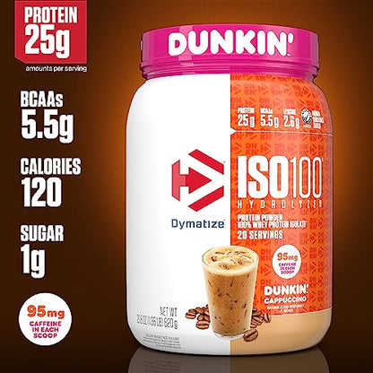 Dymatize ISO100 Hydrolyzed 100% Whey Isolate Protein Powder in Dunkin' Cappuccino DymatizeUS supplements