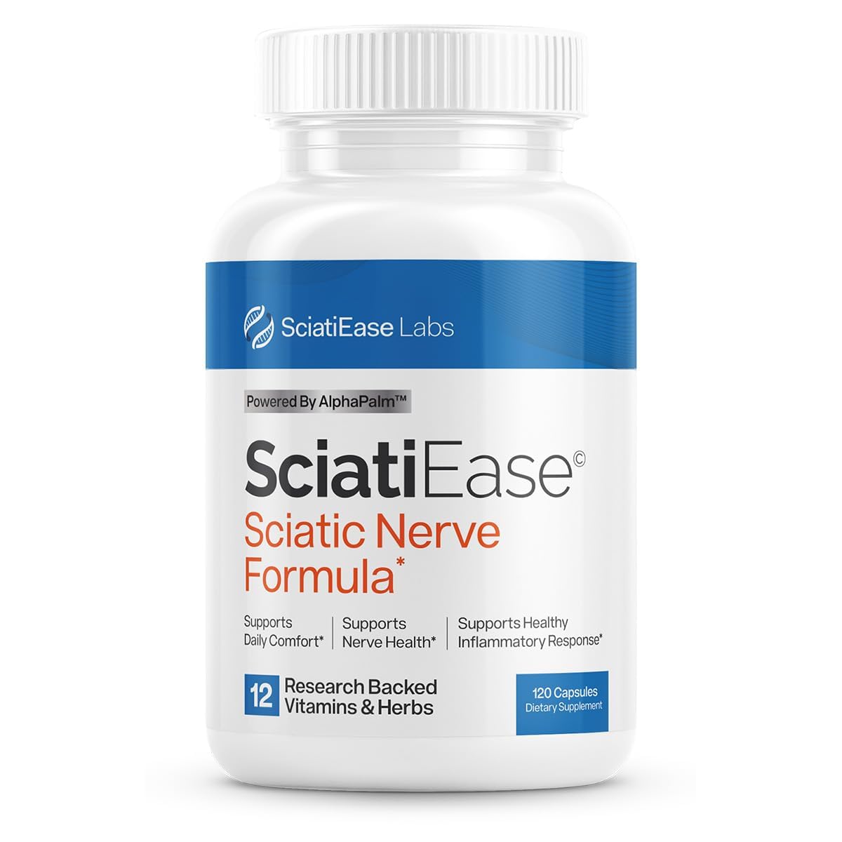 SciatiEase Sciatic Nerve Health Support Supplement - Nerve Support Formula with AlphaPalm, Pea, Vitamin B Complex, Alpha Lipoic Acid 300mg - 120 Capsules SciatiEaseAu supplements