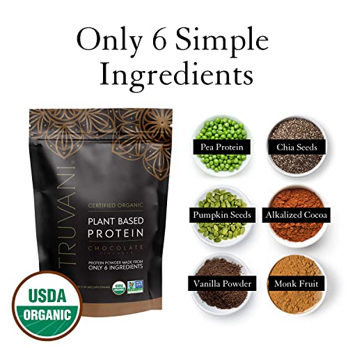 Truvani Organic Vegan Protein Powder Chocolate - 20g of Plant Based Protein, Organic TruvaniUS supplements