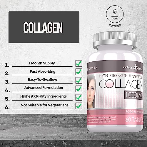 Hydrolysed Collagen High Strength 1,000mg for Hair, Skin & Nails, 60 Tablets, Evolution Slimming Evolution SlimmingAu supplements