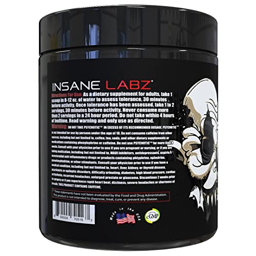 Insane Labz Psychotic Black Edition Mid Stimulant Pre Workout Powder, Energy Focus Insane LabzAu supplements