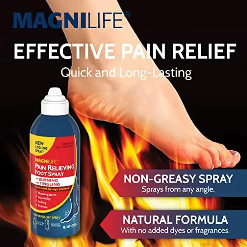 MagniLife Pain Relief Foot Spray, 3 oz, Pain Relief for Burning, Tingling or Sensitivity in Feet and Legs, No Alcohol Cooling Spray Moisturizes Dry, Cracked Heels MagniLifeAu supplements