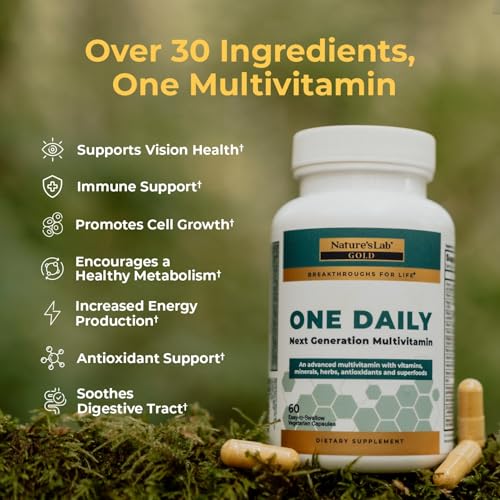 Nature's Lab Gold One Daily Multivitamin - Contains 19 Essential Vitamins & Minerals including Vitamin C, D3 & Zinc - 60 Capsules (2 Month Supply) Nature's LabAu supplements