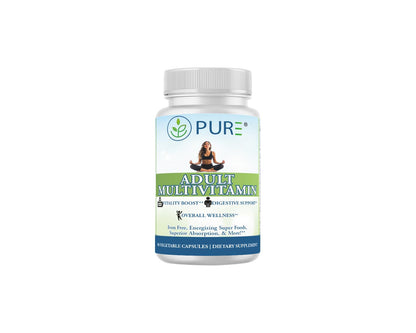 PURE Adult Multivitamin with Vitamins A, C, D3, B12, Minerals, Digestive Enzymes, 90 Capsules, 30 Servings PUREUS supplements