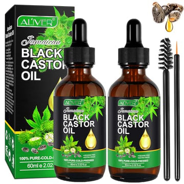 ALIVER Jamaican Black Castor Oil (2 Pack), Jamaican Castor Oil Organic Cold Pressed Unrefined ALIVERUS supplements