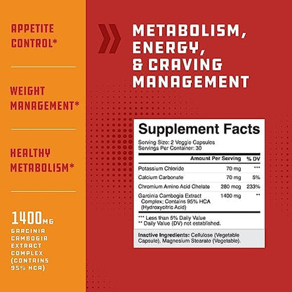 95% HCA Pure Garcinia Cambogia Extract - Blocks Carb Absorption - Suppresses Appetite Natures CraftUS supplements