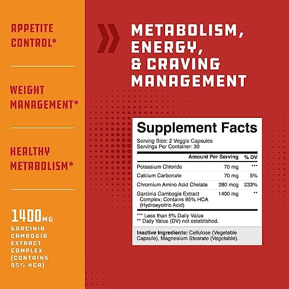 95% HCA Pure Garcinia Cambogia Extract - Blocks Carb Absorption - Suppresses Appetite Natures CraftAu supplements