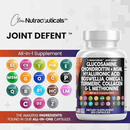 Clean Glucosamine Chondroitin MSM Turmeric Hyaluronic Acid Boswellia Clean NutraceuticalsUS supplements