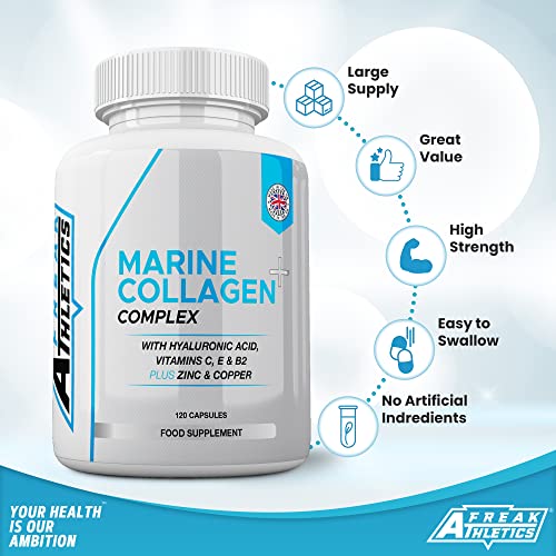 Marine Collagen 1000mg - Type 1 Hydrolysed Collagen - Enhanced with Hyaluronic Acid, Vitamin C Freak AthleticsUS supplements