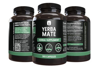 PURE ORIGINAL INGREDIENTS Yerba Mate (365 Capsules), No Magnesium Or Rice Fillers PURE ORIGINAL INGREDIENTSUS supplements
