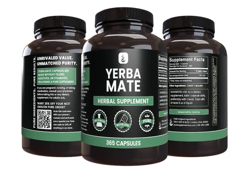 PURE ORIGINAL INGREDIENTS Yerba Mate (365 Capsules), No Magnesium Or Rice Fillers PURE ORIGINAL INGREDIENTSAu supplements