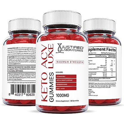 Justified Laboratories Luxe Keto ACV Gummies 1000MG with Pomegranate Juice Beet Root Justified LaboratoriesUS supplements