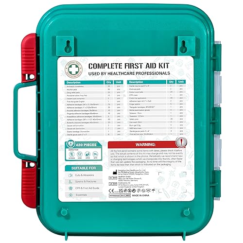 General Medi 420 Pieces Professional First Aid Kit - HardCase First Aid Box - Contains General MediAu supplements