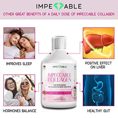 IMPECCABLE Collagen 10.000mg hydrolyzed Sugar Free Liquid Marine Collagen | Supplements for Women and Men ImpeccableUS supplements