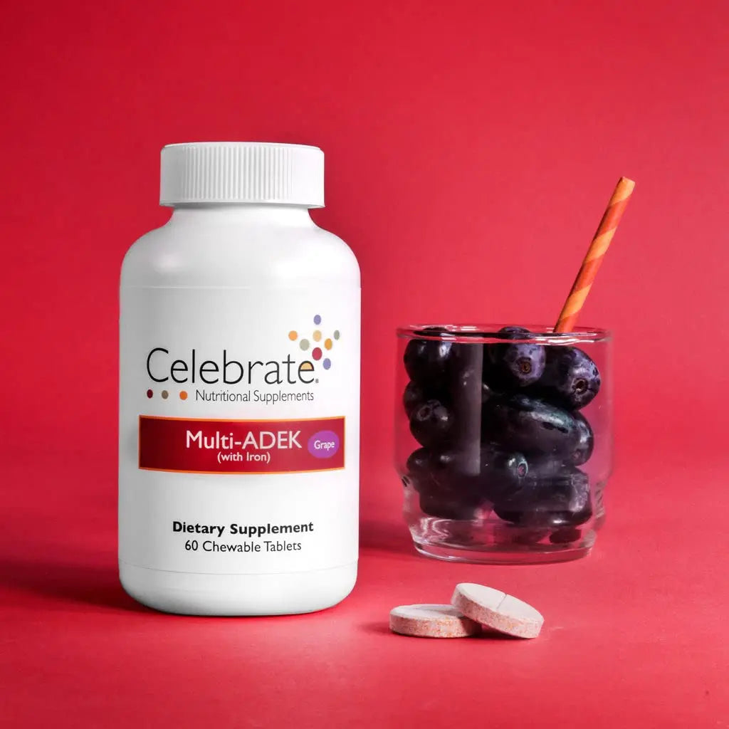 Celebrate Vitamins Multi ADEK Chewables, 60mg Iron - Daily Bariatric Multivitamin, Vitamins A, D, E, K & B12 for Duodenal Switch Surgery Patients Celebrate Bariatric SupplementsAu supplements