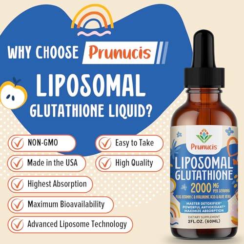 2000MG Liposomal Glutathione Liquid, 98% Absorption, Glutathione Liquid Supplement PrunucisUS supplements