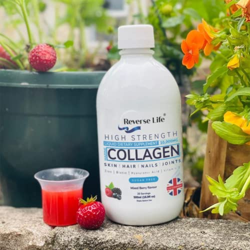 Reverse Life Marine Collagen Liquid Supplement Drink - High-Strength 10,000mg Hydrolysed Peptide Infused Reverse LifeUS supplements
