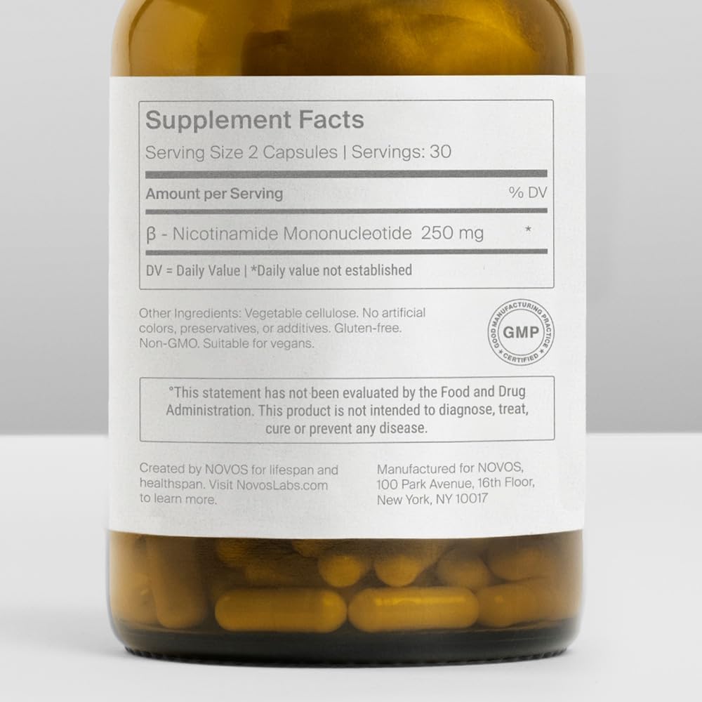Novos Boost NMN - Contains 250 mg of High-Purity NMN, 60 Capsules, Supports Cellular Repair and DNA Protection, Boosts NAD+ NovosAu supplements