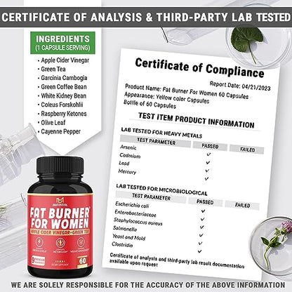 Fat Burner for Women, 9-in-1 Powerful Blend of Apple Cider Vinegar, Green Tea, Garcinia Cambogia BMVINVOLUS supplements