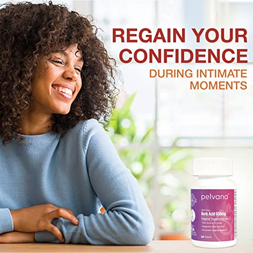 Pelvana Boric Acid Suppositories for Women 30 - for Vaginal pH Balance, Odor Control, Itching, & Discharge PelvanaAu supplements