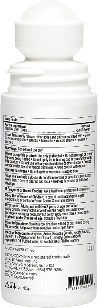 Cryoderm Cold Roll-on 3oz, 2.4 Lb CryoDermAu supplements
