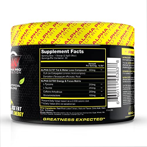 Alpha Pro Nutrition Alpha Cuts Fat Burner Thermogenic Men Women Pre Cardio Workout Alpha Pro NutritionUS supplements