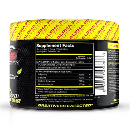 Alpha Pro Nutrition Alpha Cuts Fat Burner Thermogenic Men Women Pre Cardio Workout Alpha Pro NutritionUS supplements