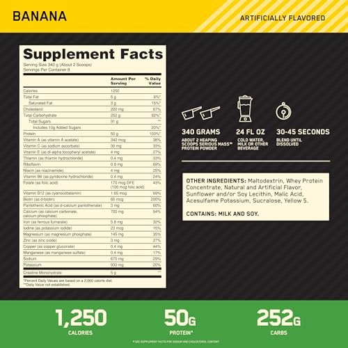 Optimum Nutrition Serious Mass, Weight Gainer Protein Powder with Creatine, Added Optimum NutritionUS supplements