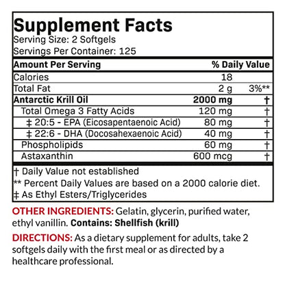 Futurebiotics Antarctic Krill Oil 2000mg with Astaxanthin, Omega-3s EPA, DHA and Phospho FuturebioticsUS supplements