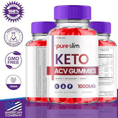 (3 Pack) Pure Slim Keto ACV Gummies, Pure Slim Keto ACV Advanced Weight Loss 1000 MG Titan LabsUS supplements
