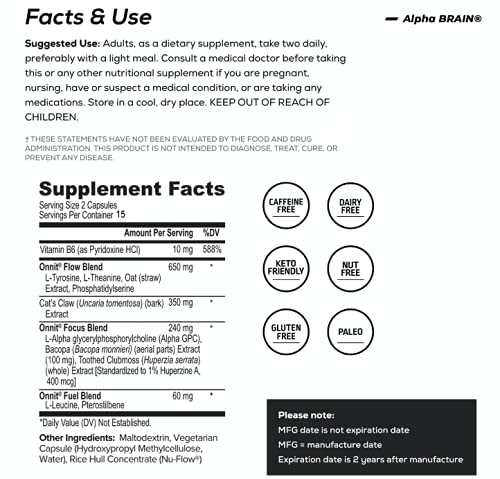 ONNIT Alpha Brain (120ct) - Over 1 Million Bottles Sold - Premium Nootropic Brain Sup ONNITUS supplements