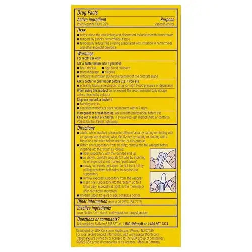 PREPARATION H Hemorrhoid Symptom Treatment Suppositories, Burning, Itching and Discomfort Relief (48 Count) Preparation HAu supplements