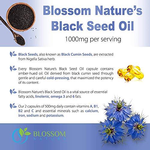 Black Seed Oil Capsules 1000mg - Premium Black Cumin Seed Oil Capsules - Black Seed Blossom NatureAu supplements