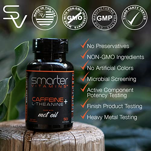 200mg Caffeine Pills - MCT Oil from 100% Coconuts + 100mg L-Theanine, Advanced Energy SmarterVitaminsAu supplements