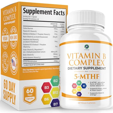 1 Body Vitamin B Complex – 5-MTHF Folate with B1, B2, B5, B6 1 BodyAu supplements