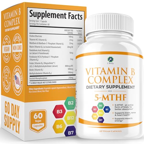 1 Body Vitamin B Complex – 5-MTHF Folate with B1, B2, B5, B6 1 BodyAu supplements