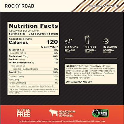 Optimum Nutrition Gold Standard 100% Whey Protein Powder, Rocky Road, 5 Pound Optimum NutritionUS supplements