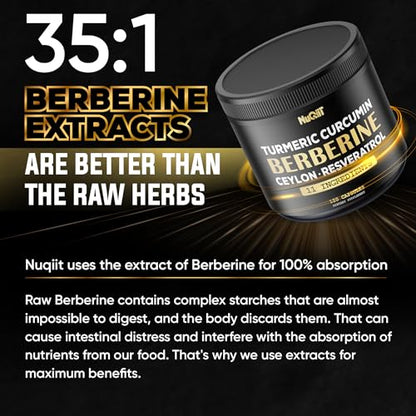 Berberine Supplement 14000mg Turmeric Curcumin 4500mg Trans-Resveratrol 4500mg NuqiitUS supplements