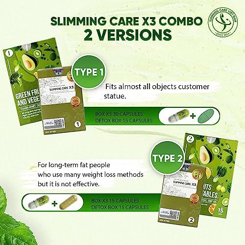 Slimming Care Newest Version X3 Type 1 Diet for Everyone (30pills/Box) + Free Vegetable Heath SecretAu supplements