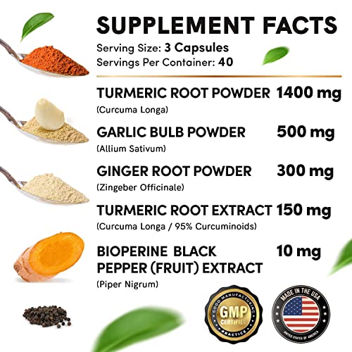4-in-1 Turmeric and Garlic Supplements with Bioperine 2360 mg (240 ct) Turmeric Ginger MEDCHOICEAu supplements