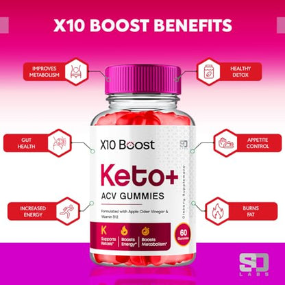 (2 Pack) X10 Boost Keto ACV Gummies Advanced Weight Loss, X10 Boost Keto S.O LabsUS supplements