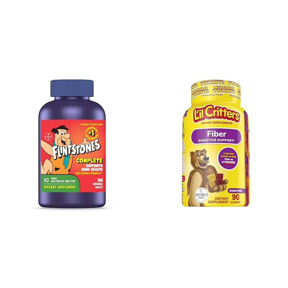 Flintstones Vitamins Chewable Kids Vitamins, Complete Multivitamin & L’il Critters Fiber Daily Gummy Supplement for Kids Flintstones VitaminsAu supplements