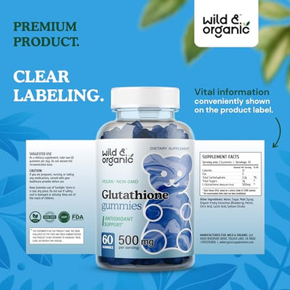 Wild & Organic Glutathione Gummies - Reduced Glutathione for Liver Cleanse & Antioxidants Wild & OrganicUS supplements