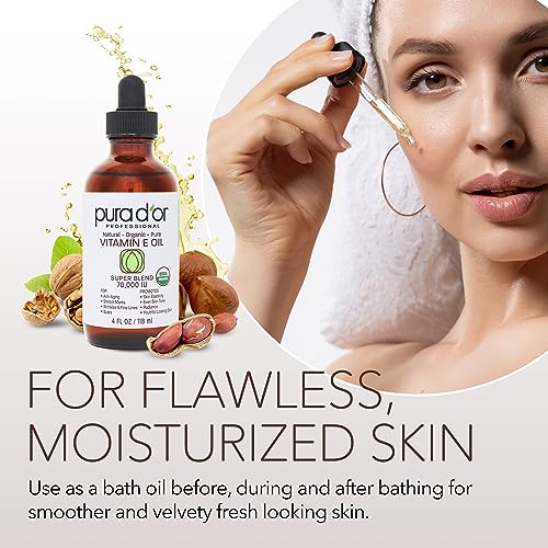 PURA D'OR 4 Oz ORGANIC Vitamin E Oil Blend 70,000 IU - 100% Natural Hexane Free, Sweet Almond PURA D'ORAu supplements