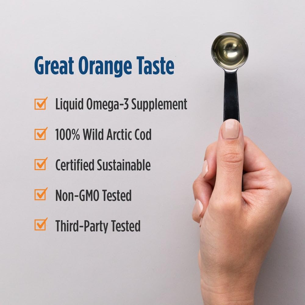 Nordic Naturals Arctic Cod Liver Oil, Orange - 16 oz - 1060 mg Total Omega-3s with EPA & DHA - Heart & Brain Health, Healthy Immunity, Overall Wellness - Non-GMO - 96 Servings Nordic NaturalsAu supplements