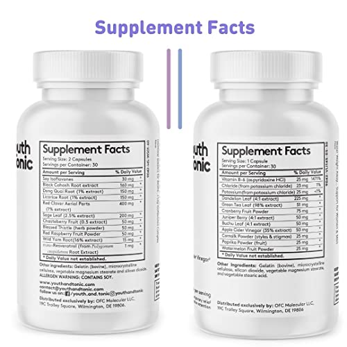 Youth & Tonic PMS & Menopause Bloating Relief Duo – Support for Puffiness, Hormonal Balance & Fluid Retention – Her Hormone Balance + Water Weight Away Natural Herbs for Women, 90 Capsules Youth & TonicAu supplements