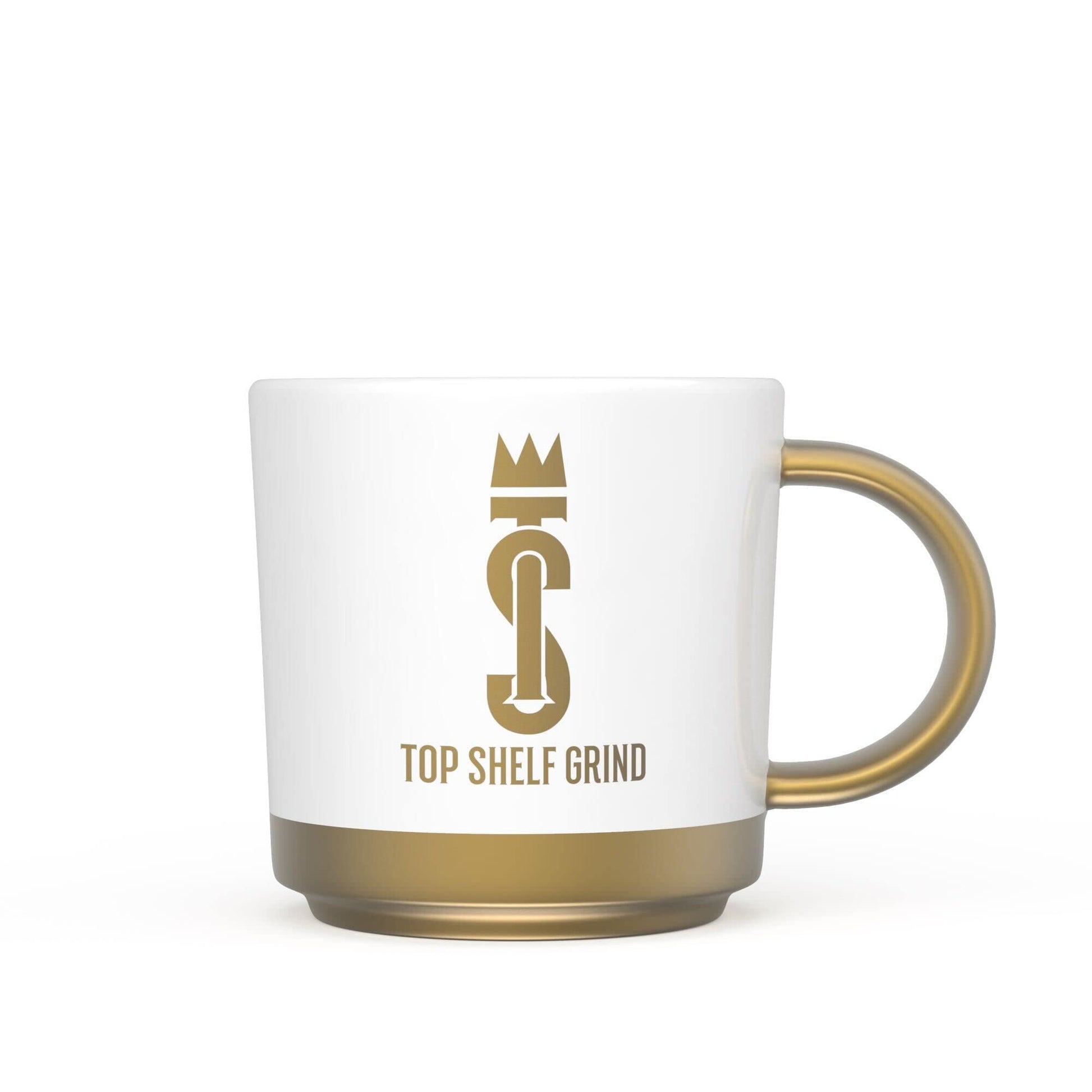 Top Shelf Grind Coffee Mug - The Prosperity Cup (Drink & Grow Rich) - White & Gold Join Top Shelf GrindUS supplements