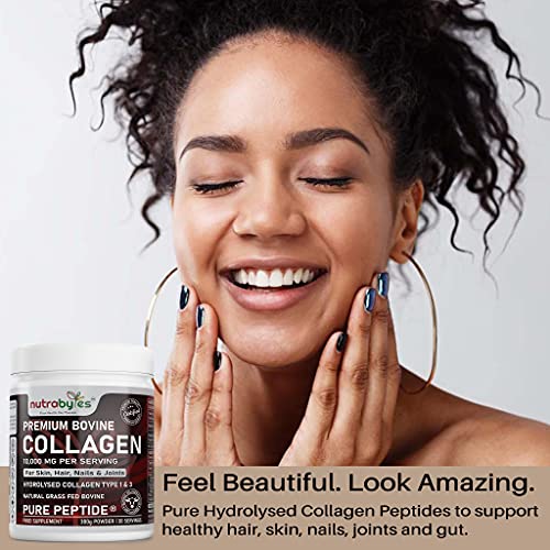 Pure Hydrolysed Collagen Powder 10000mg Bovine Type 1 & 3 Unflavoured|High Strength Protein Peptides for Women & Men NUTRABYTESAu supplements
